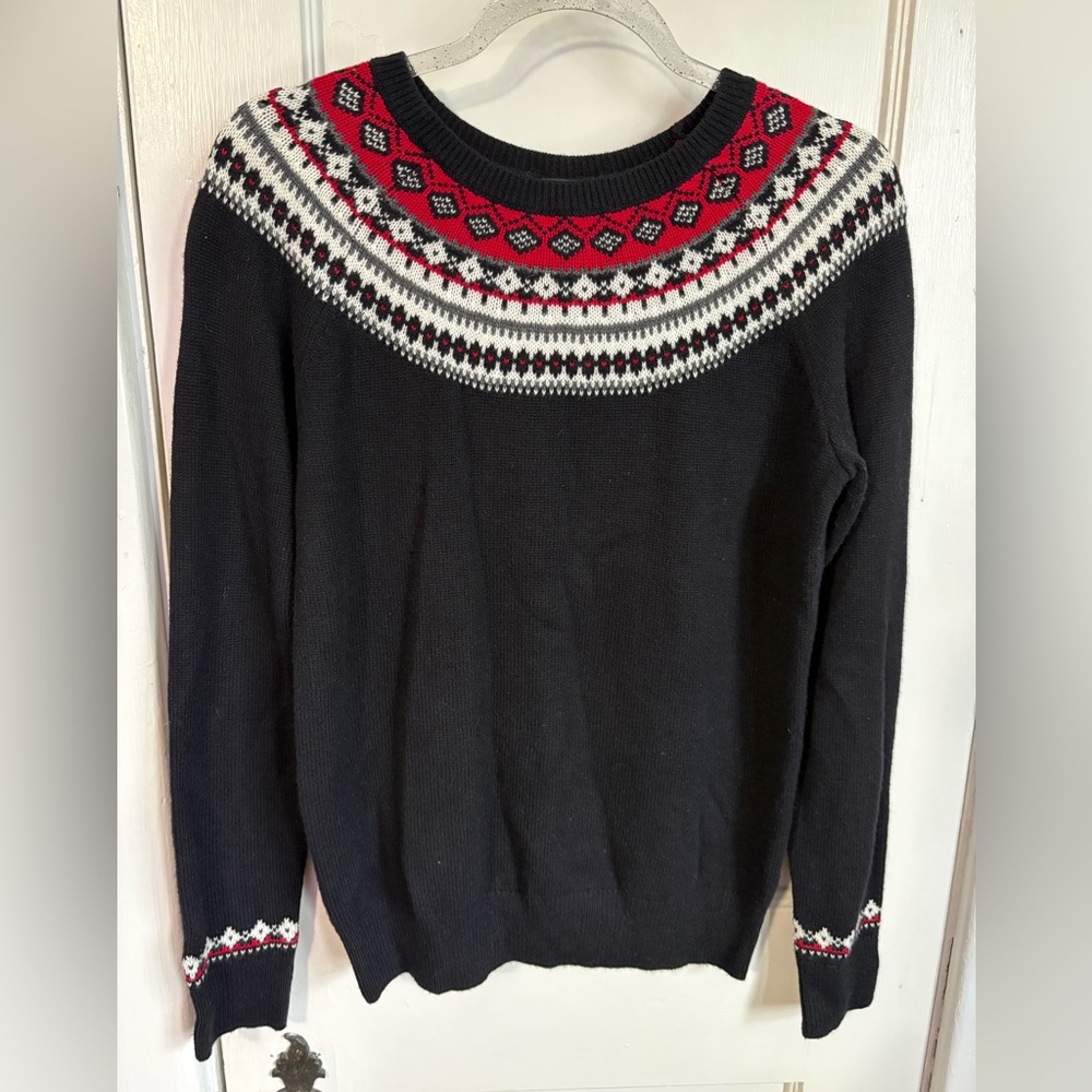 Talbots Black and Red Patterned Sweater